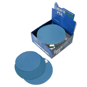 Deerfos SA331 40 Grit 6 inch Sanding Discs Blue Disc Film Sandpaper With Sticky back PSA