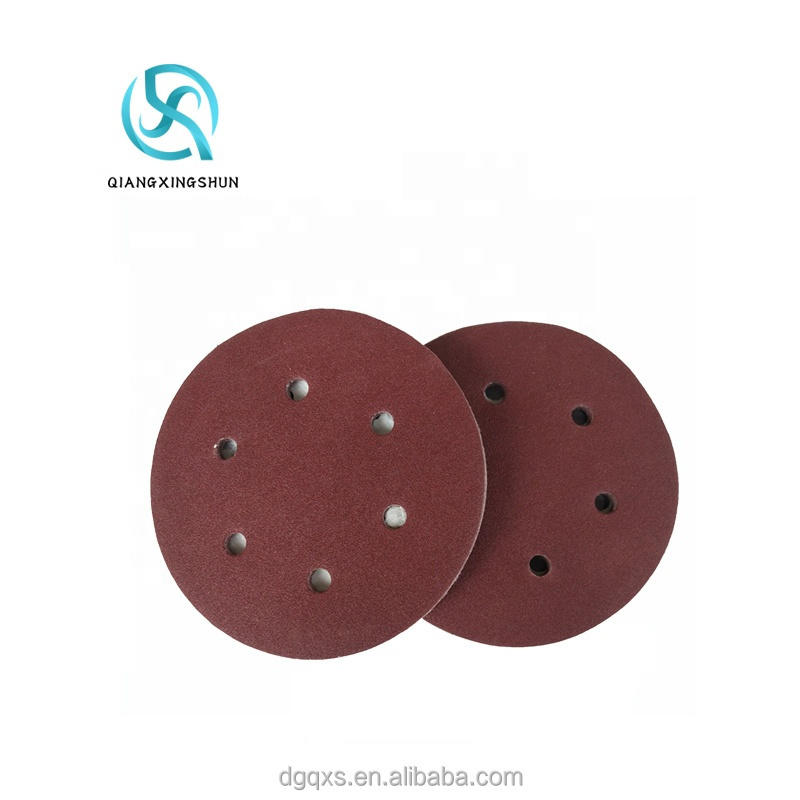 5inch Sanding Paper Disc Aluminum Oxide 125mm OEM Red Round Adhesive Sanding Disc