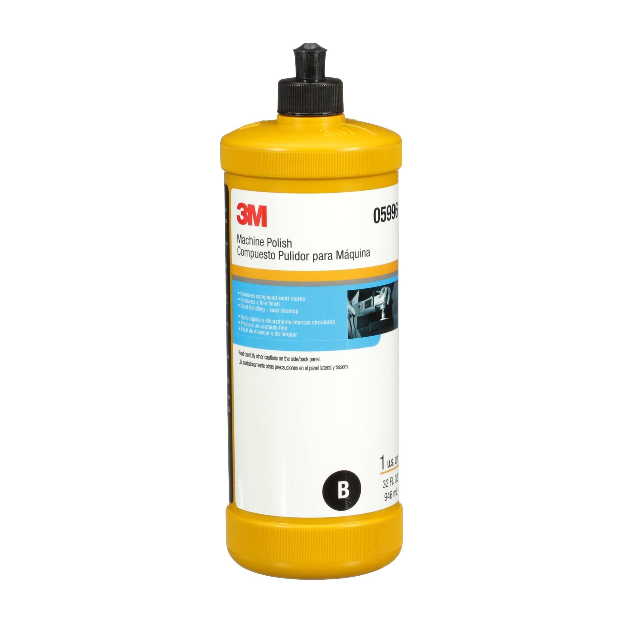 3M Machine Polish, 05996, Easy Cleanup, Silicone Free, 1 qt 32 fl oz/946 mL Car Polisher Liquid