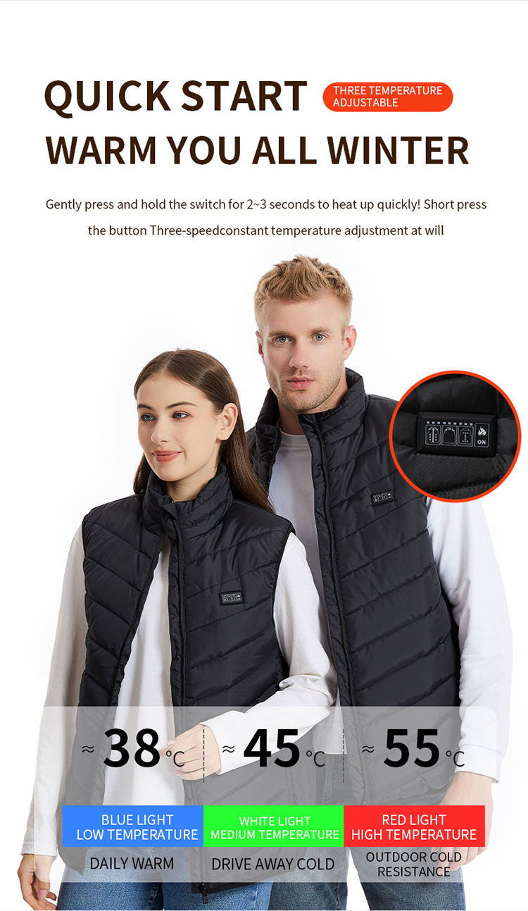 Custom Logo Heating Vest Gilet Chauffant Rechargeable Heated Hunting Vest For Men And Women