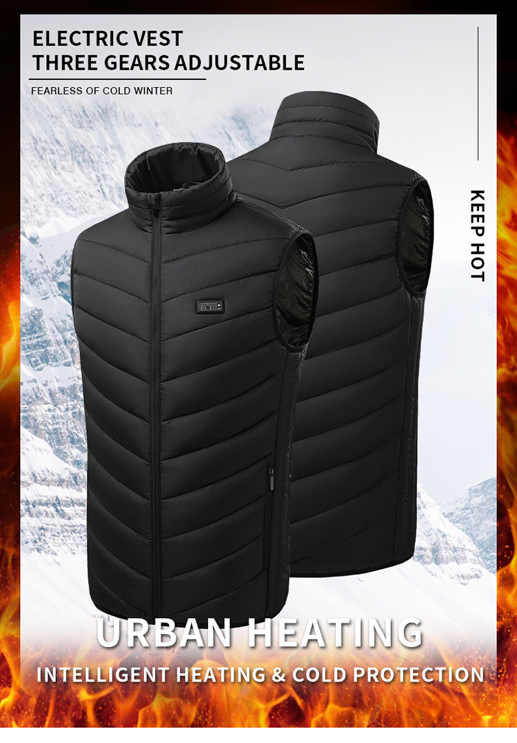 Low MOQ Custom Winter Rechargeable Heating Vest Gilet Battery Usb Power Bank Electric Heated Vest Mens