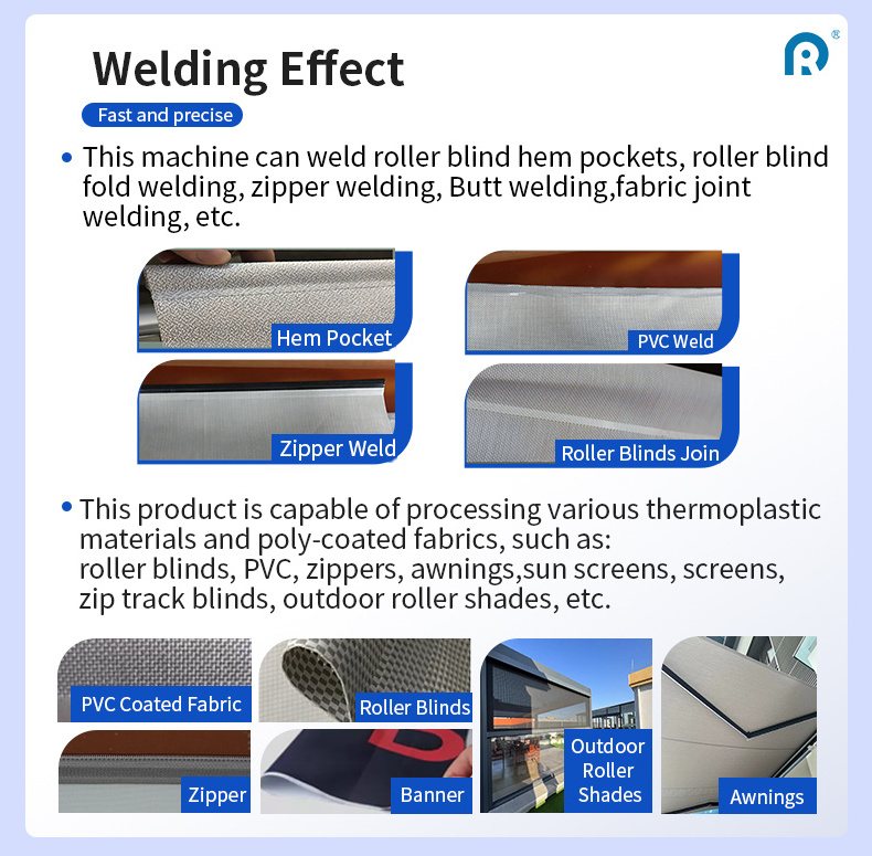 The welding seam is firm and reliable It can weld 3-4 meters at a time roller blinds folding welding machine