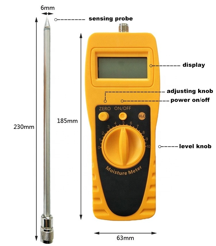 Digital Sawdust Moisture Meter Portable Paddy Moisture Meter Soil Moisture Sensor Meter