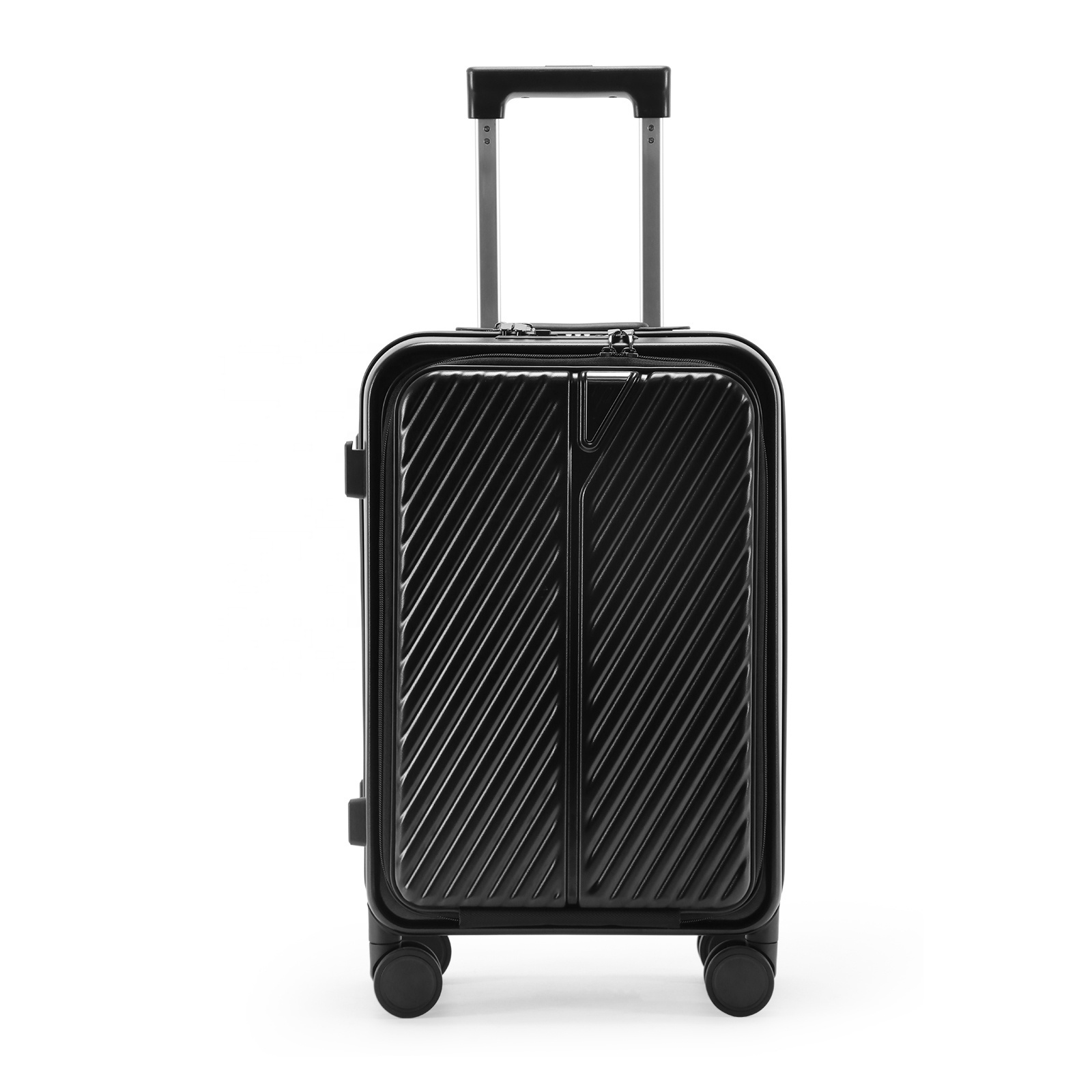 Emay New Designer Travel Aluminum Trolley Suitcase Carry on Luggage with Laptop Compartment and Cup Holder