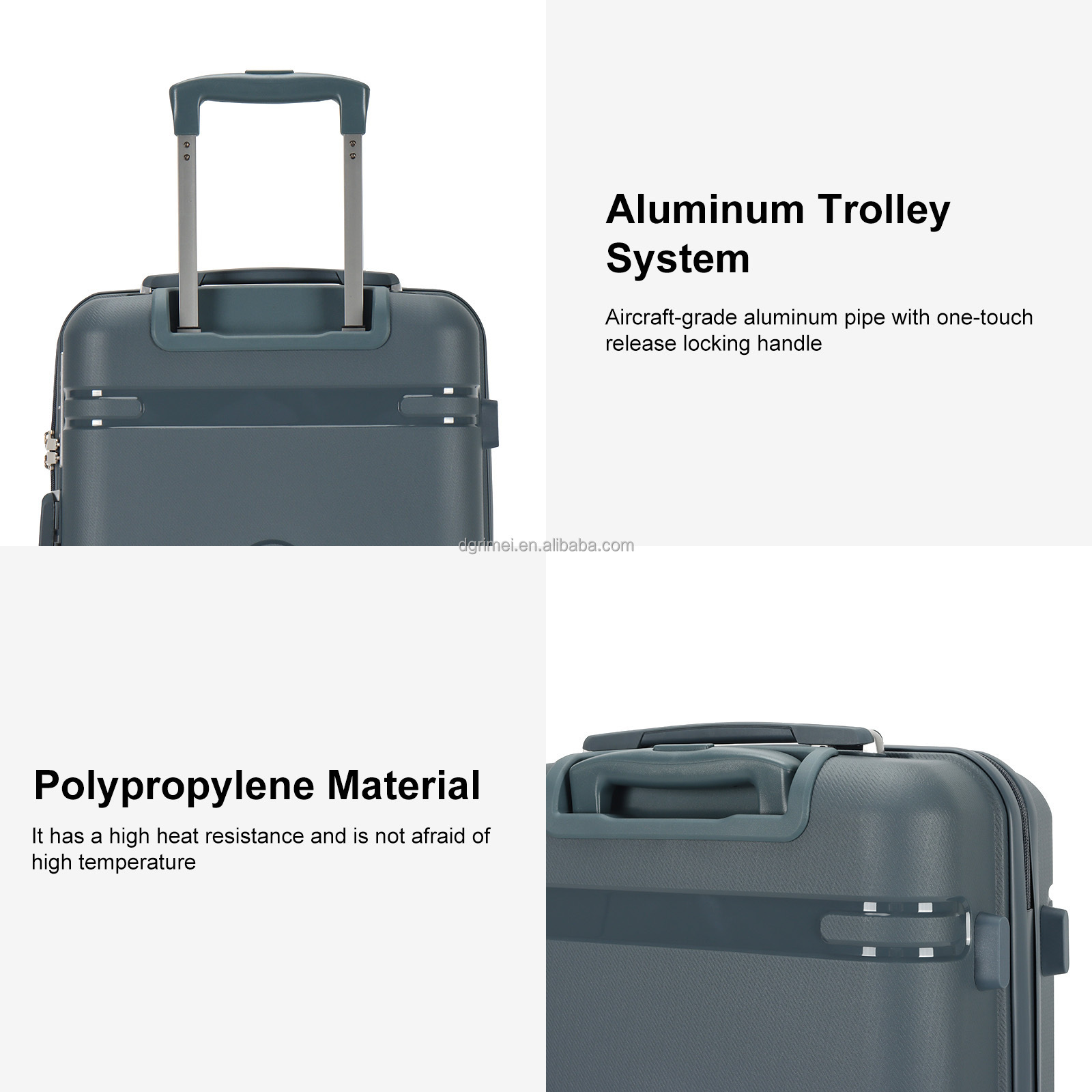 Emay New Exclusive 4 Wheels Travel Durable PP Trolley Luggage Suitcase Set