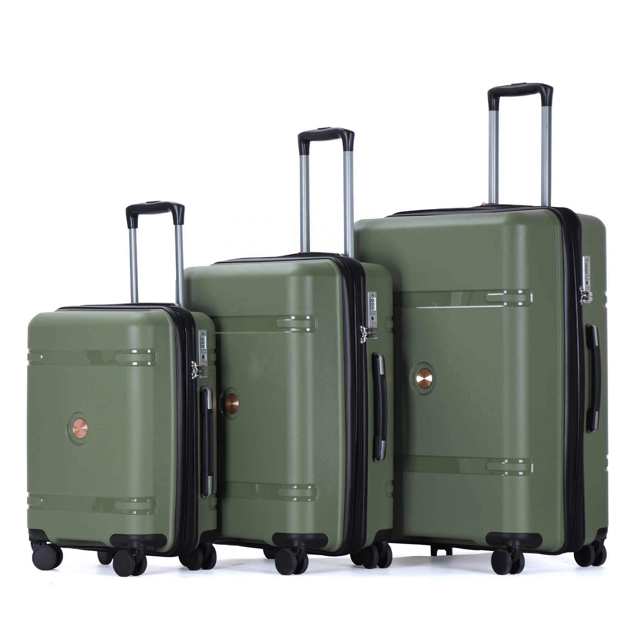 Emay New Exclusive 4 Wheels Travel Durable PP Trolley Luggage Suitcase Set