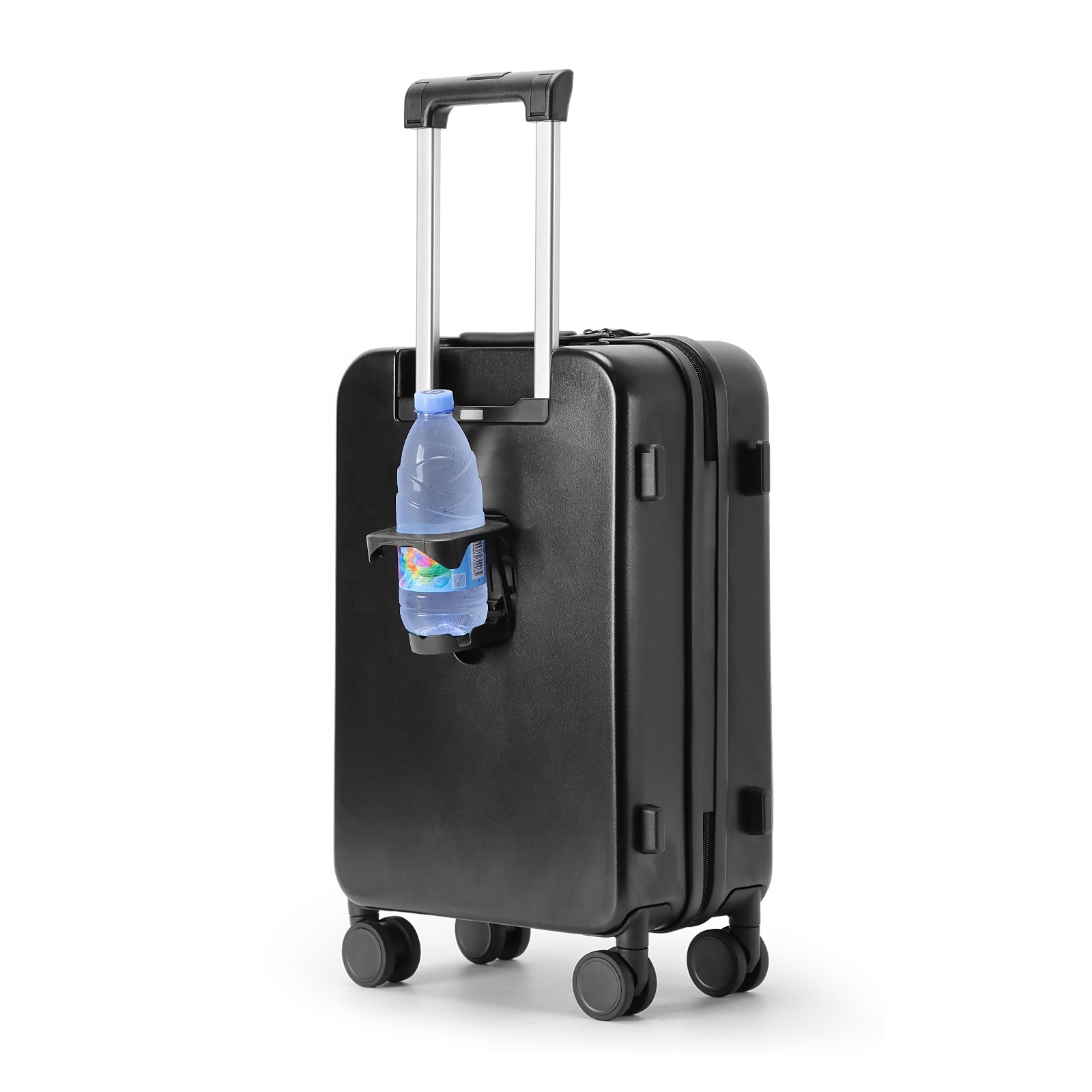 Emay New Designer Travel Aluminum Trolley Suitcase Carry on Luggage with Laptop Compartment and Cup Holder