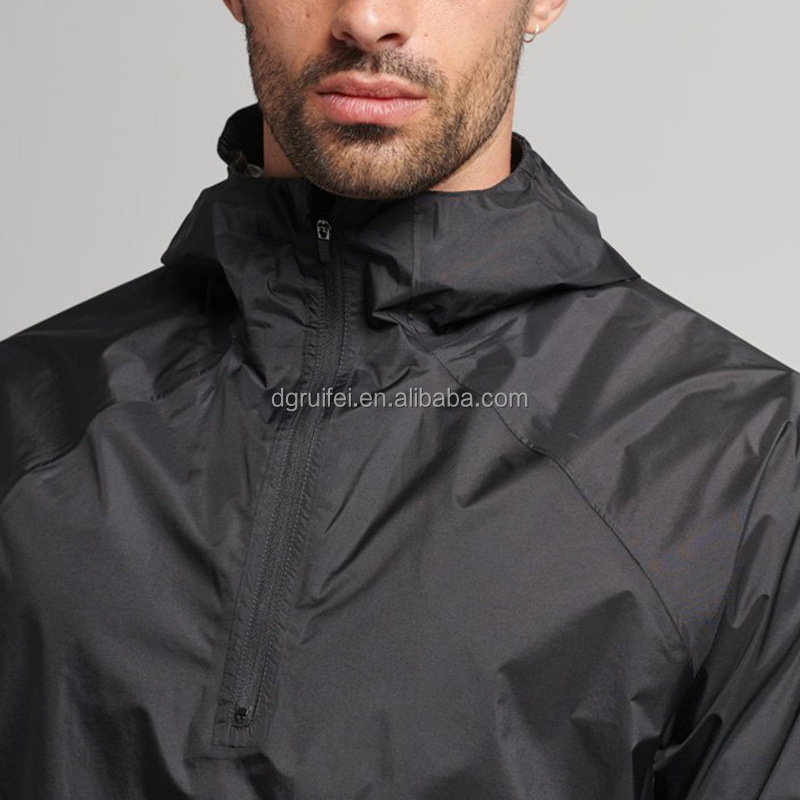 custom logo reflective windbreaker half zip ripstop activewear wind resistant run lightweight waterproof shell jacket for men