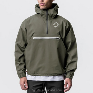 Manufacture OEM custom logo sports training dry quick track half zip waterproof windbreaker anorak cropped jacket men