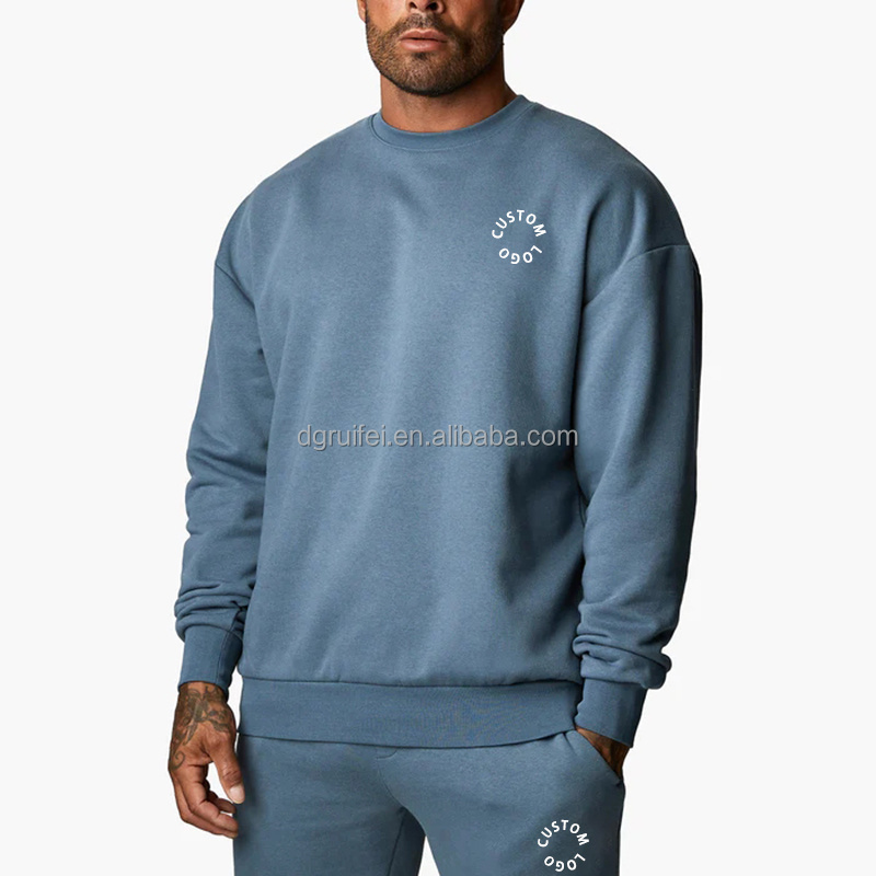 Oversize Hip Hop Blank Sweater O Neck Pullover Heavyweight Cotton Drop Shoulder Crew Neck Crewneck Custom Logo Sweatshirt Men