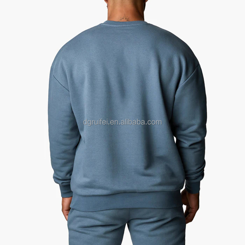 Oversize Hip Hop Blank Sweater O Neck Pullover Heavyweight Cotton Drop Shoulder Crew Neck Crewneck Custom Logo Sweatshirt Men