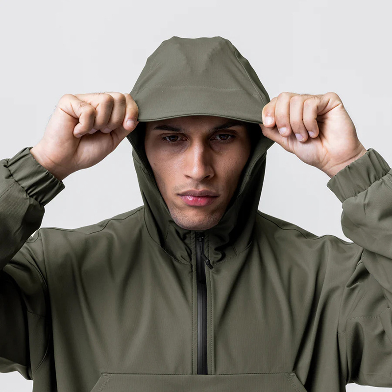 Manufacture OEM custom logo sports training dry quick track half zip waterproof windbreaker anorak cropped jacket men