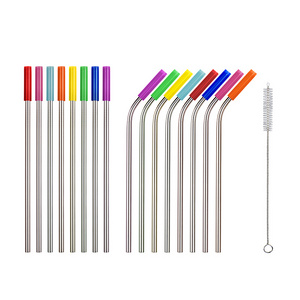 Reusable silicone tip covers for metal drinking straw stainless steel straw tip silicone straw for kids