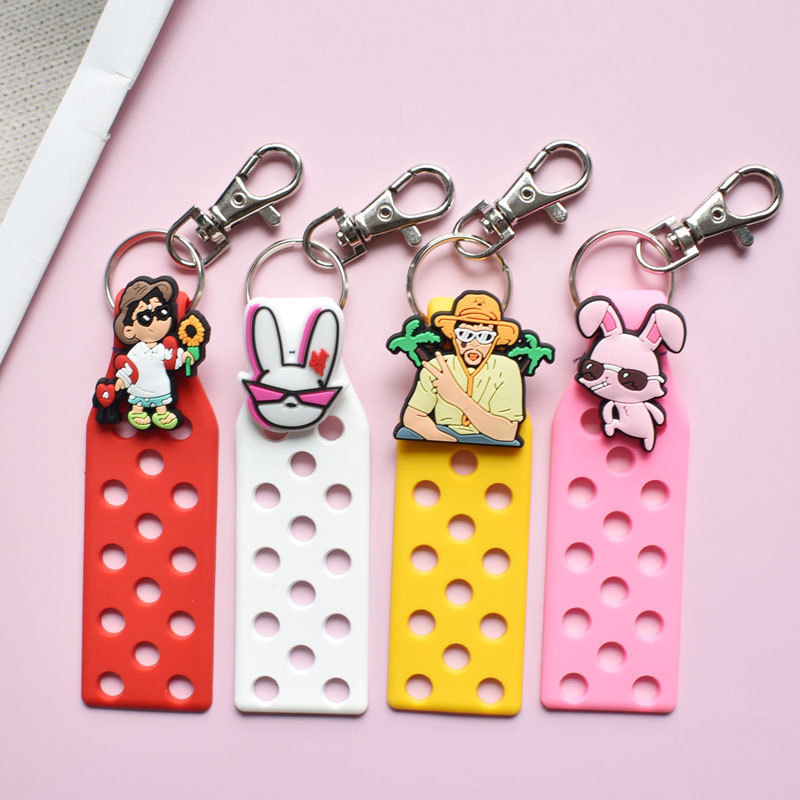 Wholesale Croc Charm Keychains Soft Eva Silicone Pvc Keyring With Holes Diy Accessories Rubber Keychain