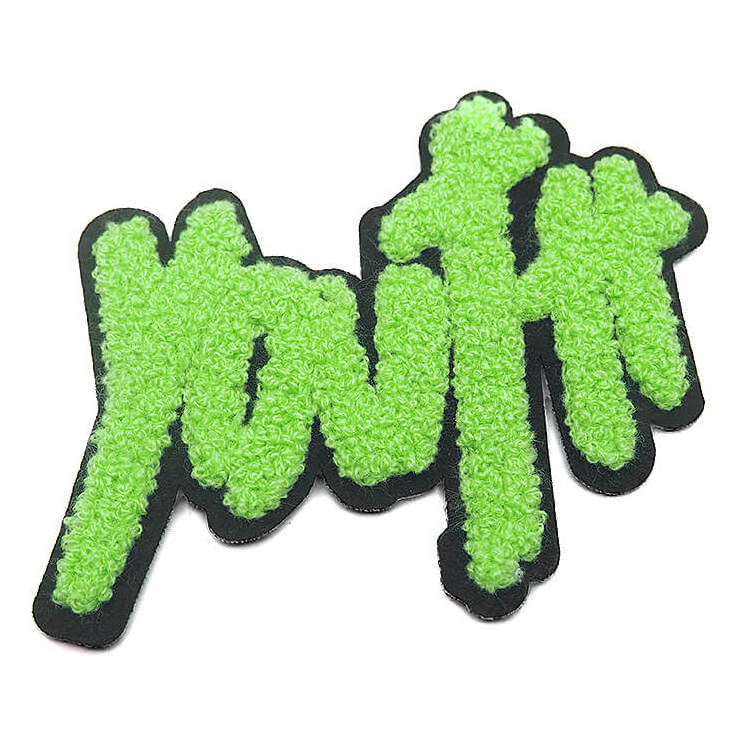 High Quality Chenille Letters Cartoon Glitter Border Embroidery Chenille Heat Transfer Glue Backing Custom Embroidery Patch