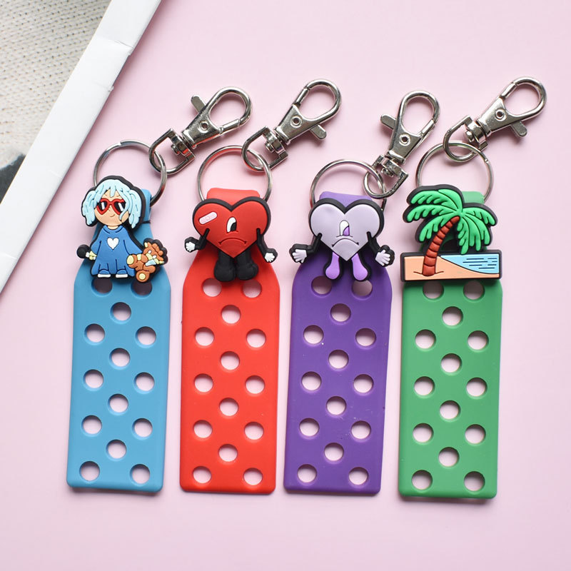 Wholesale Croc Charm Keychains Soft Eva Silicone Pvc Keyring With Holes Diy Accessories Rubber Keychain