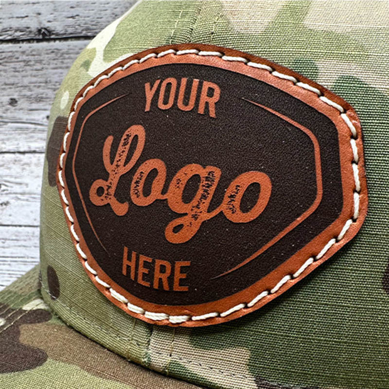 Custom Logo PU Leather Label Sew On Hat Brand Name Label Wholesale Embossed leather jean label Leather Patch