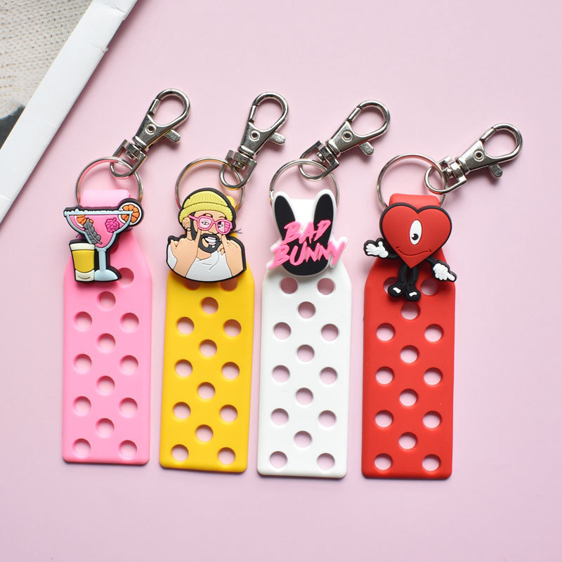 Wholesale Croc Charm Keychains Soft Eva Silicone Pvc Keyring With Holes Diy Accessories Rubber Keychain