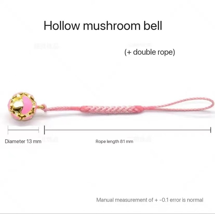 Japanese style metal Hollow out the bell color mushroom bell with rope mobile phone accessories brass bell