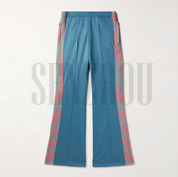 custom trouser loose fit polyester jersey stacked sweatpants men baggy straight stripe wide leg flare track sweat pants for men