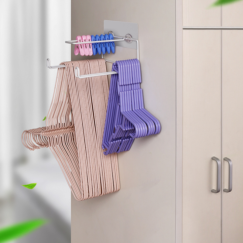 Clothes Hanger Stacker Storage Rack Holder Metal Washing Machine Shelf Laundry Clothes Stand Drying Rack Organizer Wall Mounted