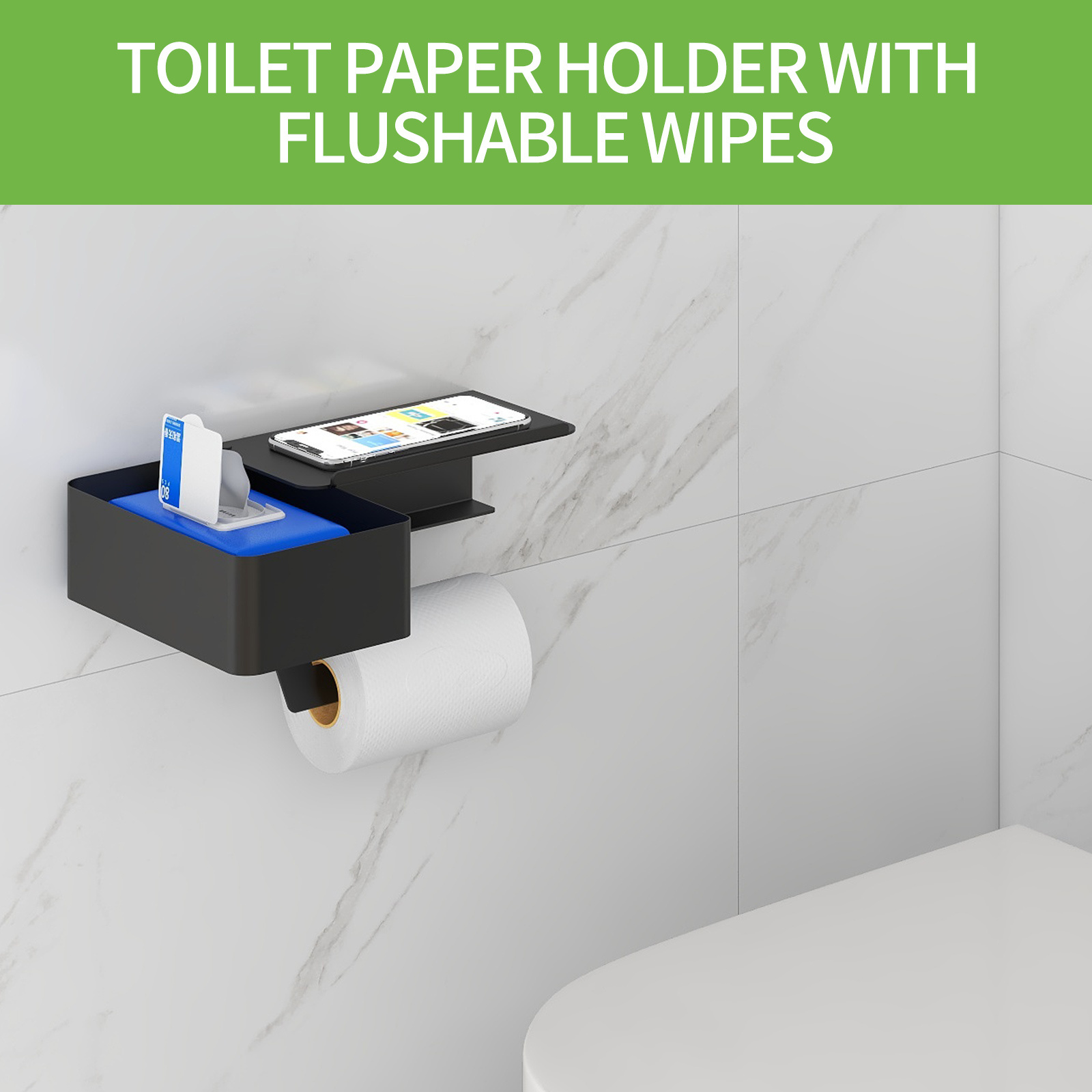 toilet paper roll holder Space Aluminum stainless steel toilet paper holder for bathroom  phone shelf toilet tissue holder