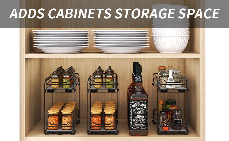 Adjustable Under Sink Shelf Organizer for Kitchen 2 tier multifunctional cabinet  Spice Rack