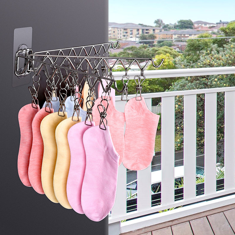 Laundry Hanger Dryer Wall Mounted Bras Towels Lingerie Hooks Stainless Steel Socks Underwear baby hanger