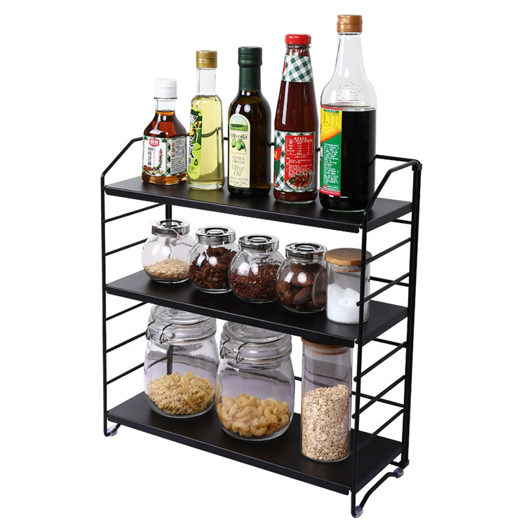 Factory Direct Supplier Countertop Organizer Storage Shelf Adjustable Kitchen 3 Tier Spice Rack