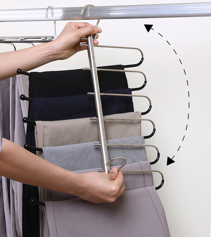 Magic Pants Hangers Space Saving Closet Multiple Layers Multifunctional Uses Rack Organizer Scarves Magic Pant Hanger