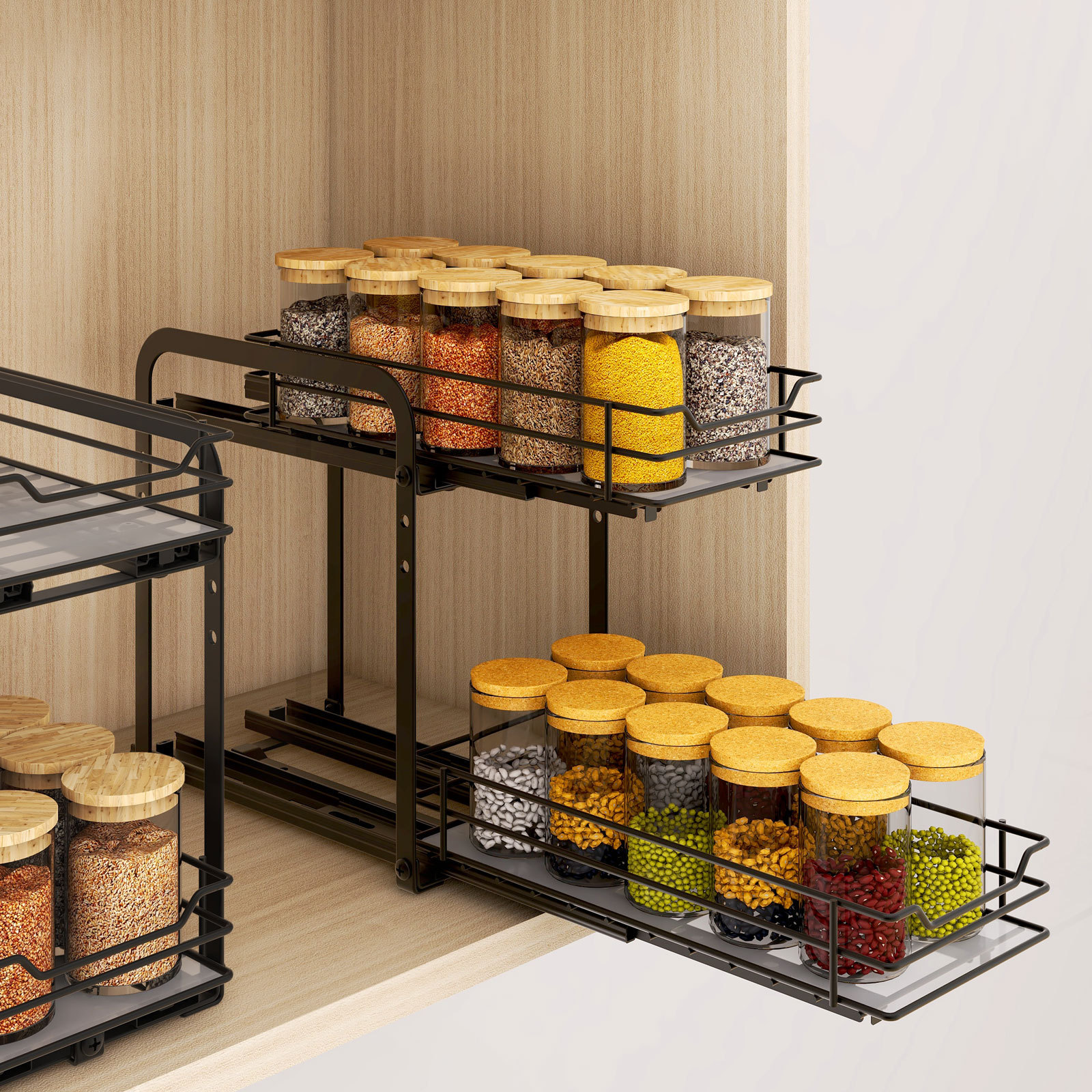 Adjustable Under Sink Shelf Organizer for Kitchen 2 tier multifunctional cabinet  Spice Rack