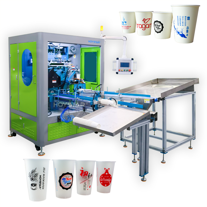 4 color coffee paper cup screen printing machine plastic milk tea cup printing machine for sale