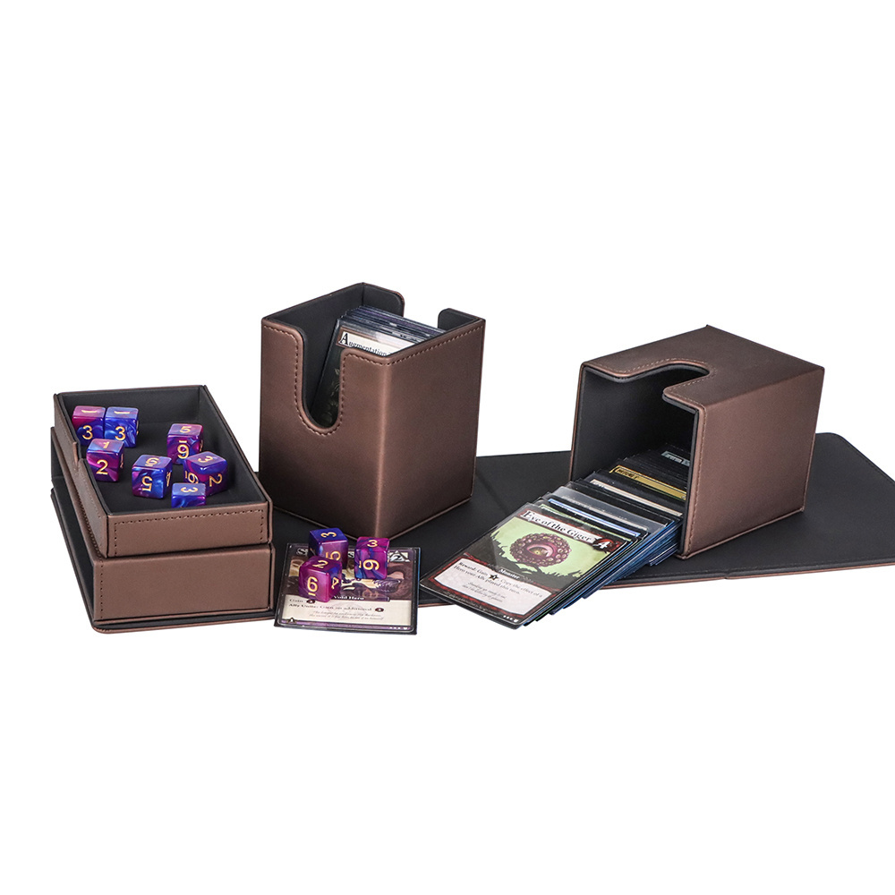 Waterproof 200+ Card Magnetic Playing Card Storage Box Microfiber Lining Compatible MTG TCG Leather Deck Card Boxes