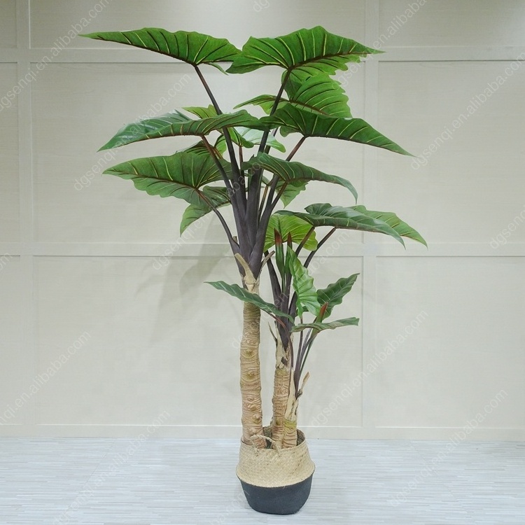 quality decoration green plant 230cm artificial taro potted plastic taro tree tropical rainforest style landscape decoration