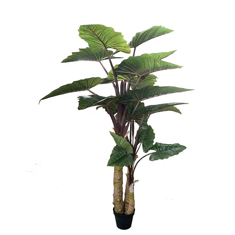 quality decoration green plant 230cm artificial taro potted plastic taro tree tropical rainforest style landscape decoration