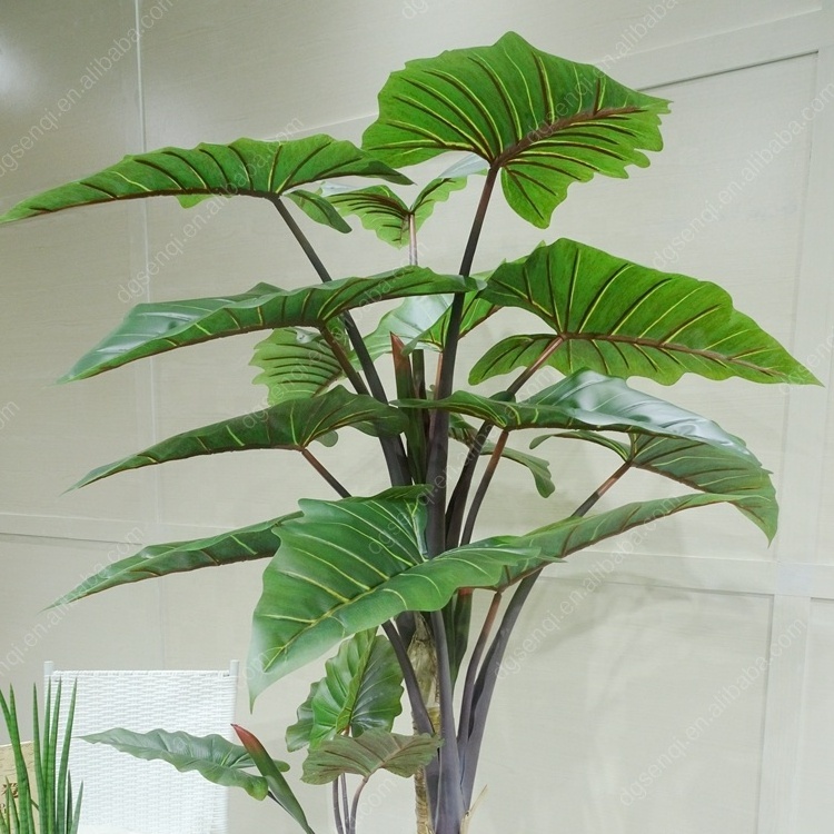 quality decoration green plant 230cm artificial taro potted plastic taro tree tropical rainforest style landscape decoration