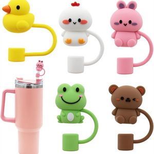 Reusable 10mm Stanley Tumbers Accessories Drinking Flower Straw Tip Cover Cap Cute Silicone Straw Topper