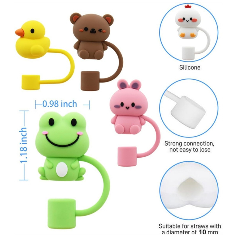 Reusable 10mm Stanley Tumbers Accessories Drinking Flower Straw Tip Cover Cap Cute Silicone Straw Topper