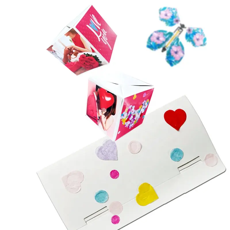 Factory customized  Photo Album Card Exploding Envelope Shape Surprise Explosion Bomb Boxes Bounce Confetti Gift Box