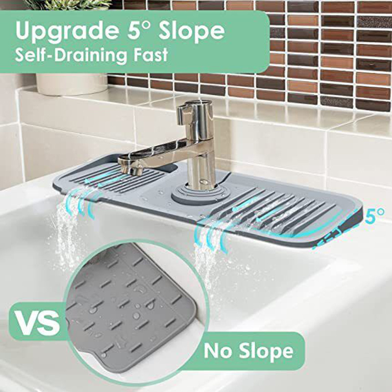 Kitchen Bathbroom Drip Protector Splash Guard Catcher Reusable Silicone Faucet Absorbent Mat For Sink Faucet