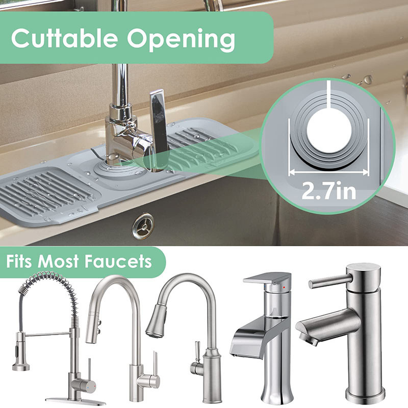 New design Silicone Faucet Handle Drip Catcher Tray Mat Sink Water Proof Splash Mat Silicone Sink Faucet Mat for Kitchen Sink