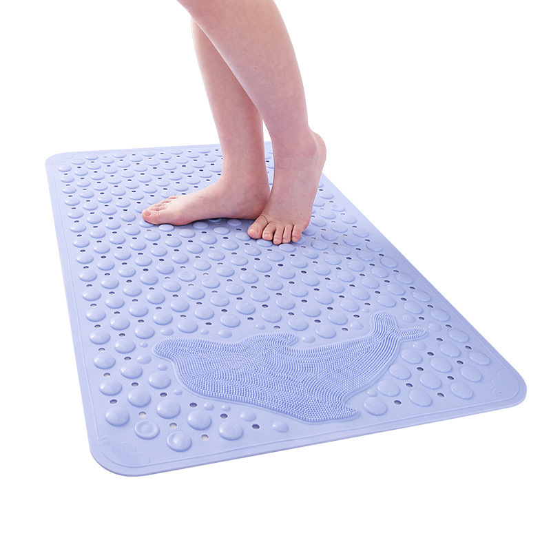 New Design Bathtub Shower Mats Extra Long Non-Slip Rubber Bath Mat Shower Massage Mat with Drainage Hole Strong Suction Cup