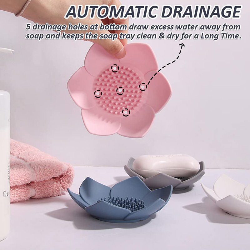 Non-Slip Bathroom Bar Soap Tray Silicone Soap Holder Flexible Silicone Soap Dishes for Kitchen Sink