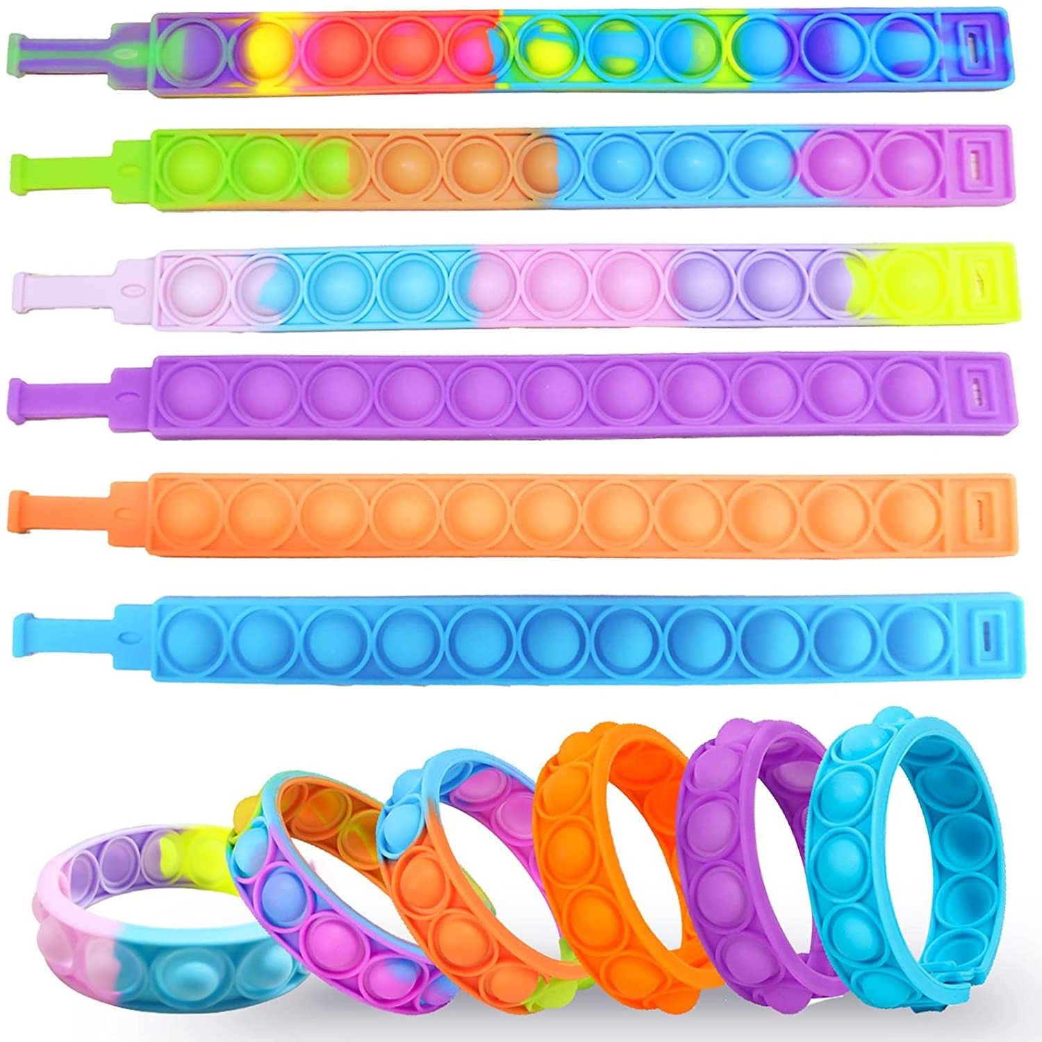 New Portable Stress Relief Wearable Wristband Simple Dimple Fidget Toy Sensory Bracelet Hand Toy for Kids Adults