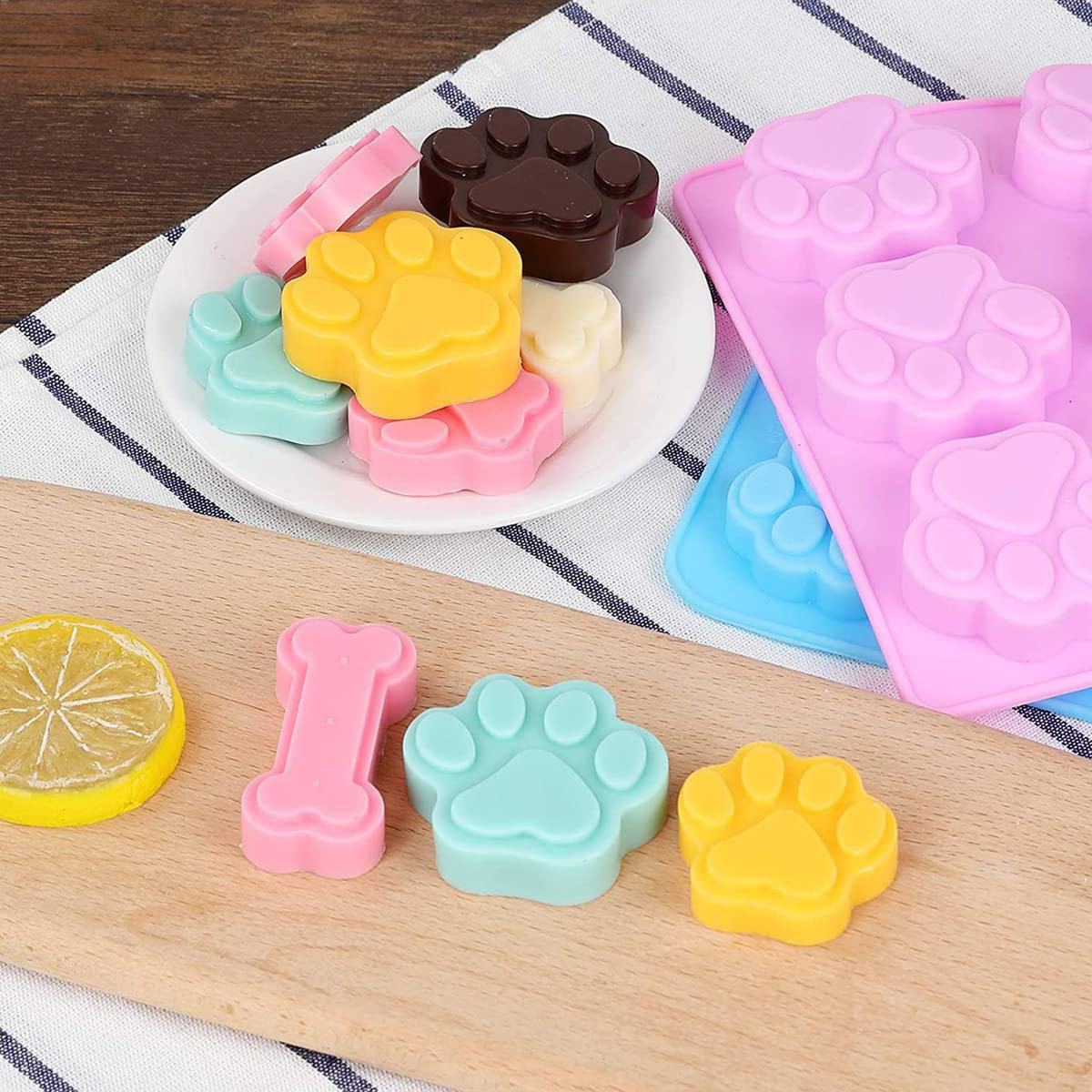 Ice Cubes Chocolate Molds Silicone Molds Puppy Dog Paw Baking Chocolate Dog Bone Silicone Dog Treat Molds