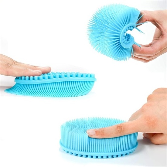 2 in 1 Silicone Silicone Body Scrubber Soft Bath Brush Exfoliating Body Brush Hair Shampoo Brush