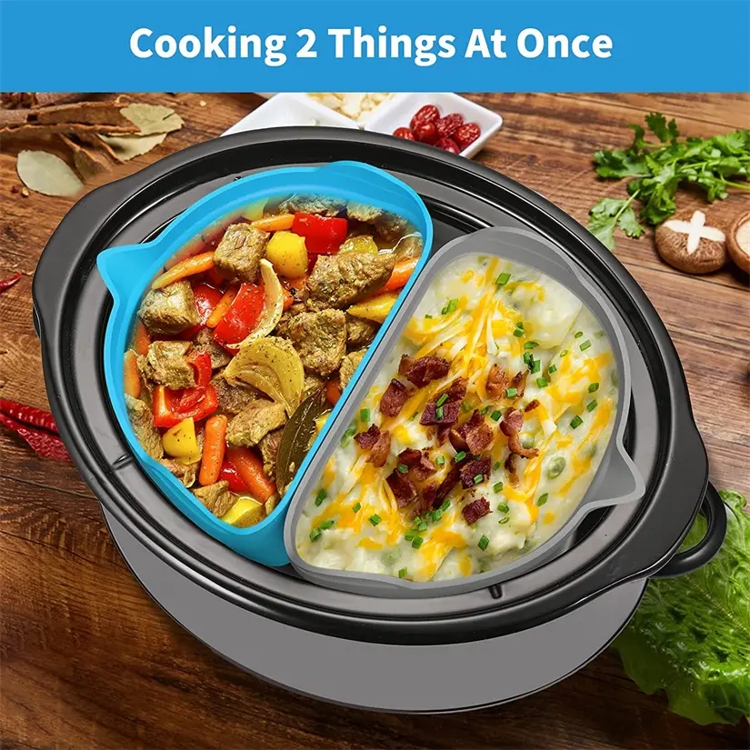 Reusable Collapsible Silicone Pot Crock Cooking Liner Slow Cooker Insert Silicone Slow Cooker Divider