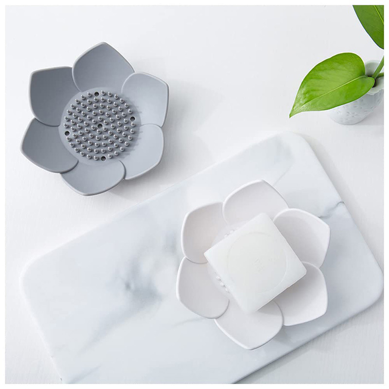 Non-Slip Bathroom Bar Soap Tray Silicone Soap Holder Flexible Silicone Soap Dishes for Kitchen Sink