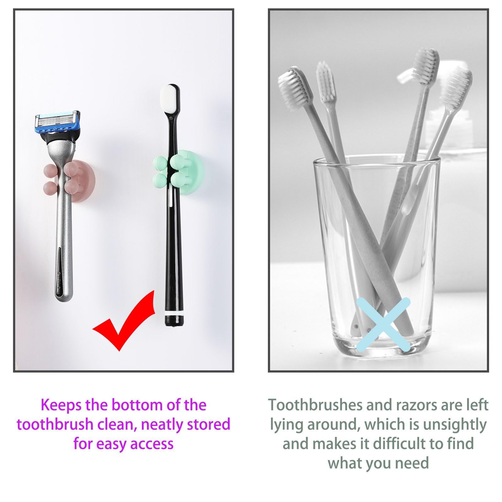 Wholesale Waterproof self Adhesive Silicone Toothbrush Holders Multi-Function Hooks for Hanging Key Toothbrush Razor