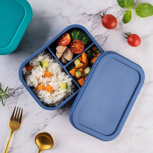 Kitchen Microwave Refrigerator Safe Food Container With Silicone Lids Silicone Storage Container Kids Bento Lunch Box